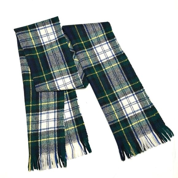Men’s Scotland Tartan Plaid Wool Scarf Gordon Dress Pattern Green Plaid White - Picture 4 of 6
